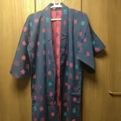 デニム着物風 花柄 ウール着物