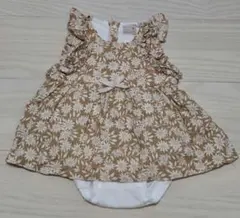 花柄ロンパース 70cm ベージュ