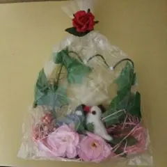 ハンドメイド 羊毛フェルト 小鳥のペア リース飾りのサムネイル