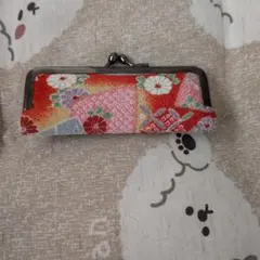 高級ちりめん和柄 印鑑ケース がま口 朱肉付き