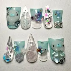 ネイルチップ紫陽花梅雨3Dてるてる坊主ニュアンスオーロラ985 - メルカリ