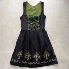 【美品】ディアンドル　チロリアンワンピース　民族衣装　メタルフック　ノースリーブ