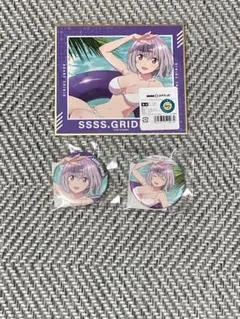 DMMスクラッチ　グリッドマン　新条アカネ　ミニ色紙＆缶バッジ　 計3種類①