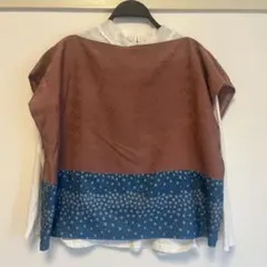 B古着着物リメイク　かぶりものブラウス　重ね着に！桜花模様、春のおでかけに！