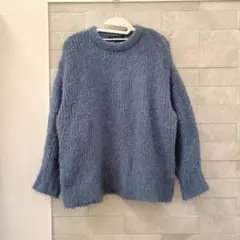 nano・universe ローゲージアルパカ混クルーネックニット