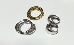 サージカルステンレス フープピアス 3組セット ゴールド シルバー