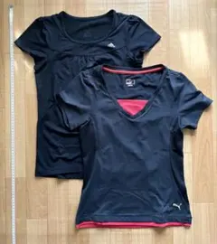 スポーツウエア　Tシャツ　Puma / adidas　2枚セット　黒　Ｌ