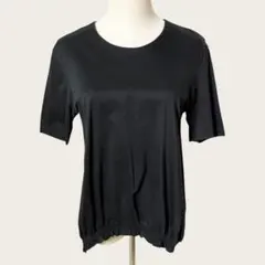 【ジョルジュレッシュ】38/カットソー/黒/半袖/クルーネック/裾シャーリングのサムネイル