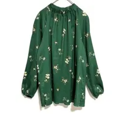 UNTITLED アンタイトル　花柄 長袖 ブラウス グリーン　2 日本製のサムネイル