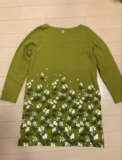 グラニフ 花柄 長袖Tシャツ グリーン レディースのサムネイル