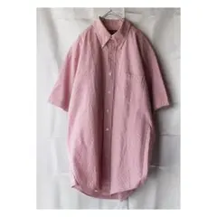 00s 古着 ブルックスブラザーズ BDシャツ ストライプ柄 半袖 赤 XXL