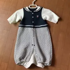 ファミリア　ストライプ柄ツーウェイ・ドレスオール 50-60 ネイビー