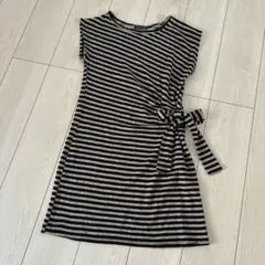 ニット　ボーダー　チュニック　リボン