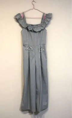 シークレットハニー♡サロペット オールインワン　グレー　チェック　フリルのサムネイル