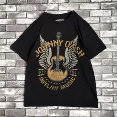 ジョニーキャッシュ 追悼 バンド Tシャツ tシャツ バンT バンt ギター 黒