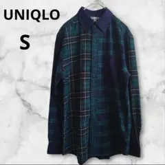 【UNIQLO】ユニクロ チェック柄 ネルシャツ　グリーン