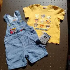 Miki House 薄手夏用オーバーオール80とTシャツ90靴下セット