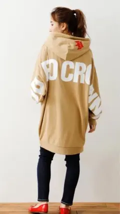 RODEO CROWNS ロゴ スウェット ワンピース パーカー ベージュ