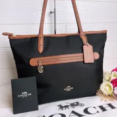 未使用☆COACHコーチ トートバッグ キャンバス レザー ブラック 軽量