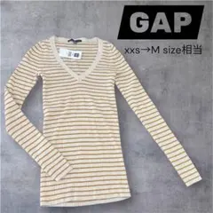 新品 GAP 長袖ニット プルオーバー XXS（M相当） Ｖネック ボーダー