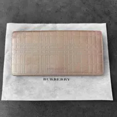 訳あり✨BURBERRY エンボスチェック柄　二つ折り長財布　札入れ　小銭入れ