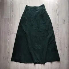 90s vintage フレアスカート USA製 本革 ダークグリーンのサムネイル