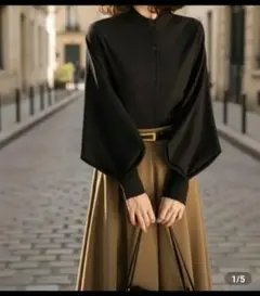 バルーンスリーブ 黒 長袖シャツ Mサイズ