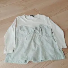 カットソー フタフタ 小花柄 グリーン 長袖 女の子 110 トップス