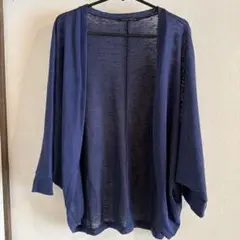 【美品】 aquagarage カーディガン ボレロ ネイビー　Lのサムネイル