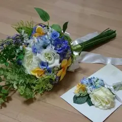 造化ブーケ・ブートニア(未使用)set☆ブルー系