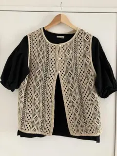 サマンサモスモス　レースベスト+パフスリーブTシャツセット