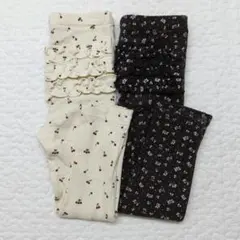 プティマイン　バックフリルレギンス　2点セット　花柄＆さくらんぼ