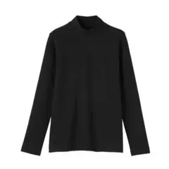 無印 起毛フライス編みハイネック長袖Ｔシャツ Mサイズ 黒