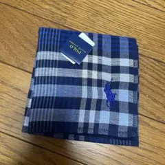Polo チェック柄 コットンハンカチ ネイビー系のサムネイル