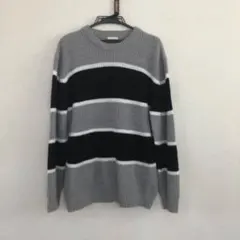 グレー・黒・白ストライプ Lサイズ ニット