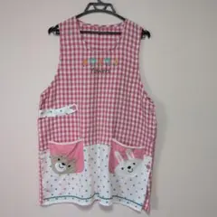 うさぎ刺繍 ストライプ エプロン ピンク | Mercari
