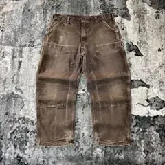 超極太 38×30 レザータグ 金ボタン 雰囲気系ダック地 ビックシルエット