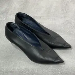 美品・大きめ】MANA ふかふかバブーシュ 黒 25.5 フラットパンプス