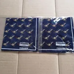 renomaレノマ　ラクダ柄ハンカチ2枚セット　ネイビー キャメルデザイン