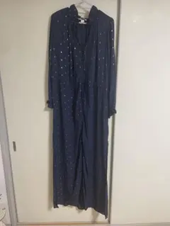 H&M ネイビー ドット柄 ロングワンピースのサムネイル