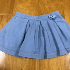 familiar 水色フレアスカート90(ズボン、ポケット付き) リボン付き