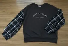 160cm PINK-latte チェック柄袖 プルオーバー トレーナー