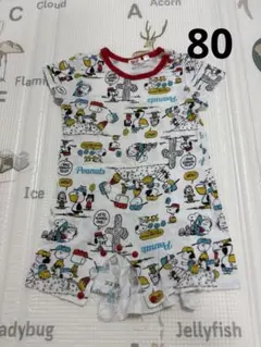 スヌーピー半袖ロンパース80