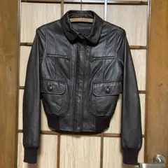 ダークブラウン レザーショートジャケット