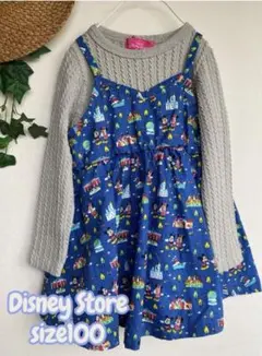 【Disney Store 美品】ミッキー・ミニーワンピース100cm