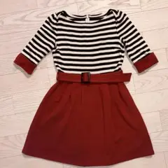 BURBERRY BLUE LABEL ミニワンピース 36 レッド ストライプ