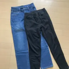 青と黒のボトムスセット 冬用　140サイズ