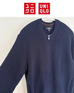 ユニクロC クルーネックフルジップカーディガン ネイビー　Mサイズ