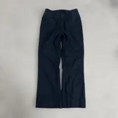 ブラック ストレートパンツ センタープレス風 美シルエット オフィスカジュアル