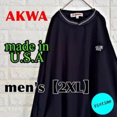 y139 USA製【AKWA】ナイロンプルオーバ【メンズ2XL】ネイビー